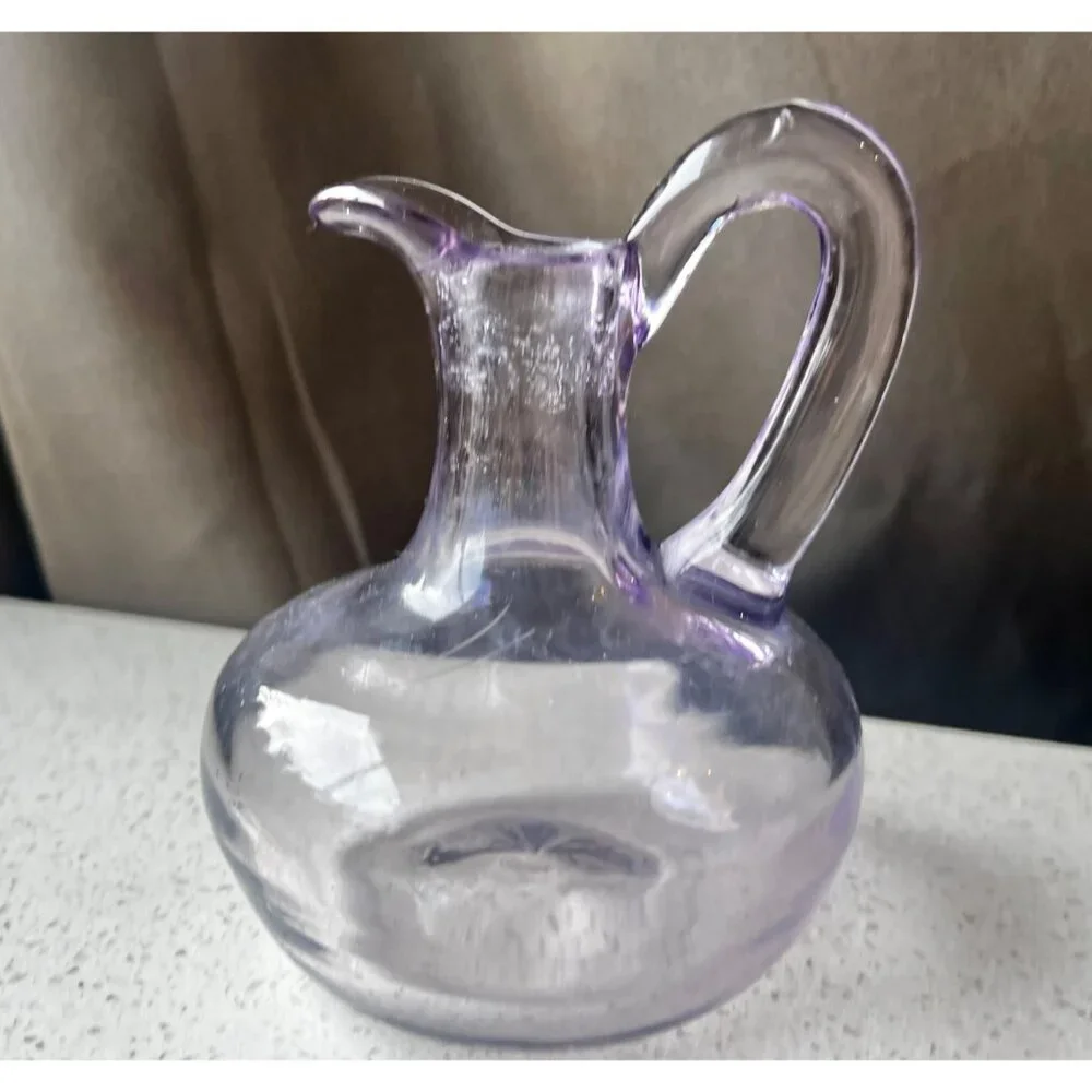 Vintage Purple Glass Pitcher Vase 3.75